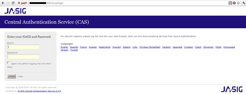 Form Login CAS